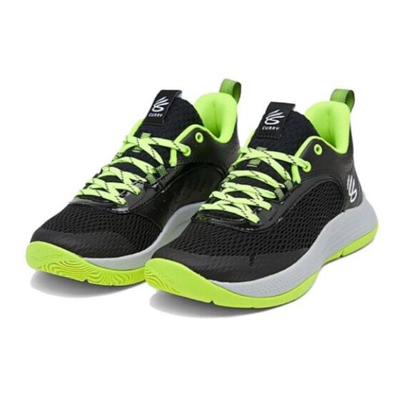 EUC! Steph Curry Under Armour Black Neon Yellow Accent Sneakers - Size 5Y - Picture 1 of 14